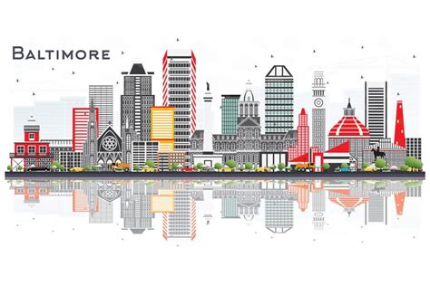 Baltimore Maryland City Skyline with Gray Buildings