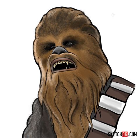 How to draw Chewbacca's face | Star Wars - Sketchok easy drawing guides