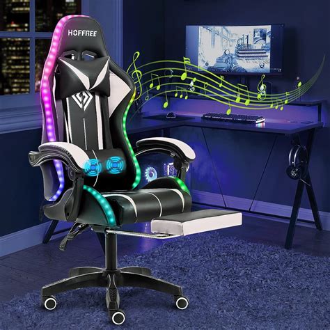 Buy Video Massage Gaming Chair with Bluetooth Speaker RGB LED Lights ...