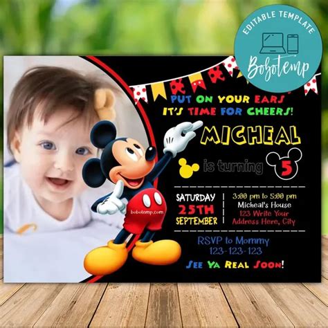 Mickey And Minnie Mouse Birthday Invitation Edit Online Instant Download | lupon.gov.ph