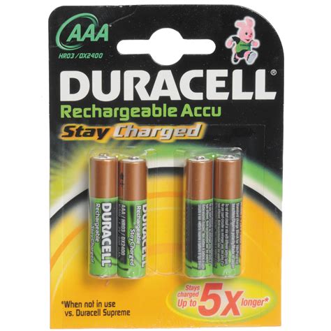 Duracell AAA Rechargeable Accu Stay Charged Batteries (4 pack)