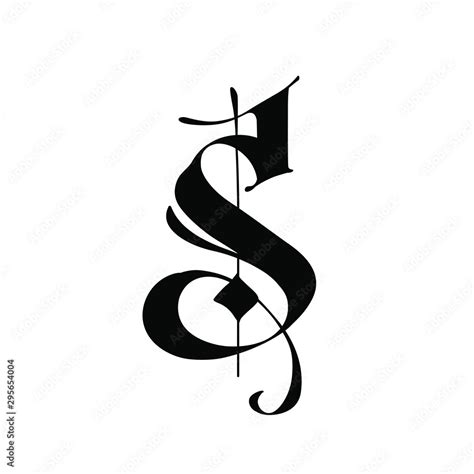 Letter S, in the Gothic style. Vector. Alphabet. The symbol is isolated on a white background ...