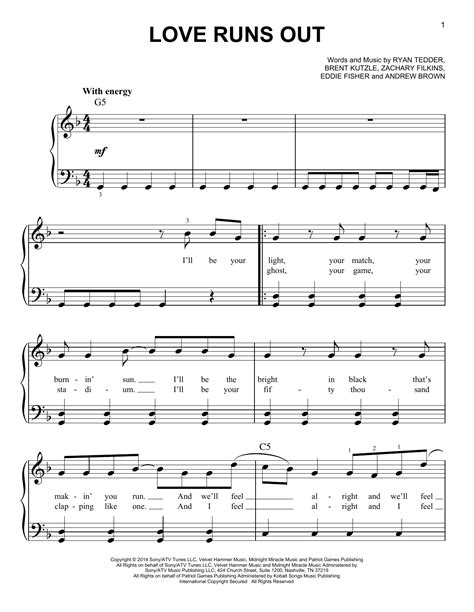 Love Runs Out | Sheet Music Direct