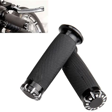 1"25mm CNC Aluminum Rubber Handlebar Grips Handle Bar Grips For Harley ...