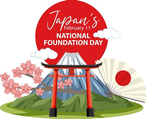 Japan's National Foundation Day banner with Mount Fuji and Torii Gate 2882707 Vector Art at Vecteezy