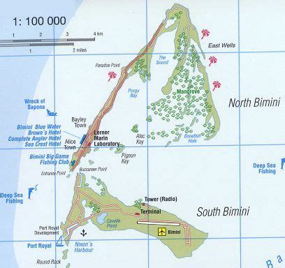 Map of the Bimini islands, North, South & East. | Bimini islands ...