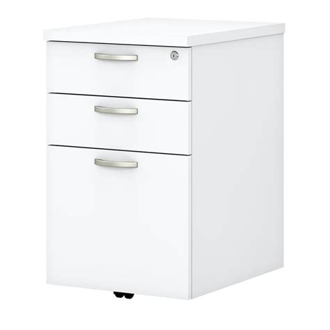 Easy Office 3 Drawer Mobile File Cabinet in Pure White - Engineered Wood ...