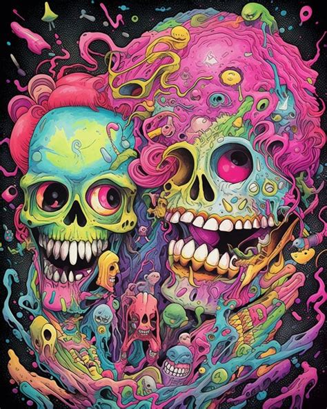 Premium AI Image | A colorful poster with a skull and two skulls on it.