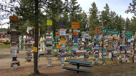 signpost forest, watson lake, yukon, alaska highway, signs, alaska, signpost, tourist, tourism ...