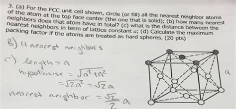 Solved 3. (a) For the FCC unit cell shown. circle (or fill | Chegg.com