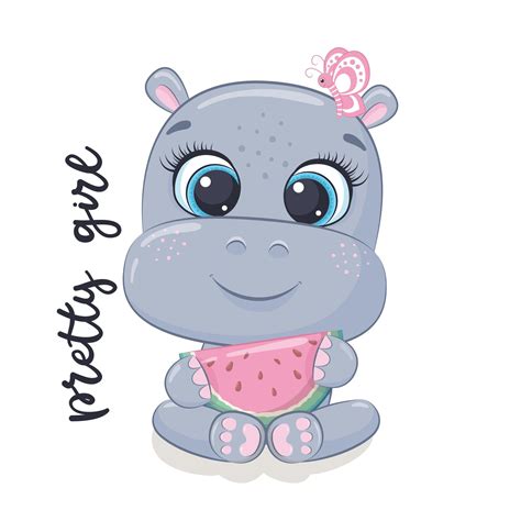 Cute baby hippo 1213383 Vector Art at Vecteezy