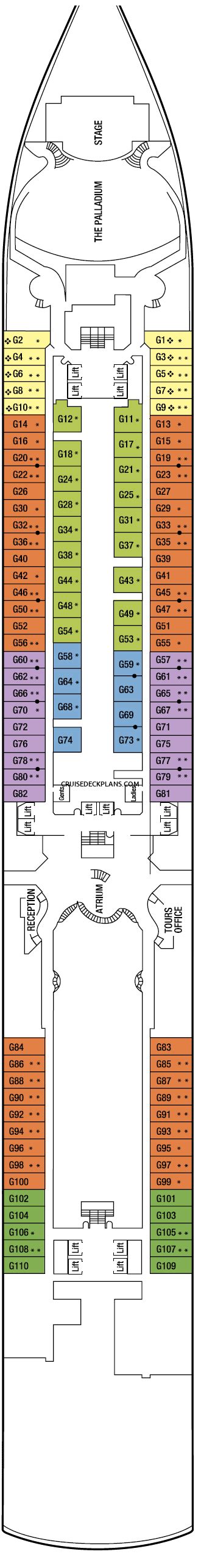 Arcadia Deck Plans, Layouts, Pictures, Videos