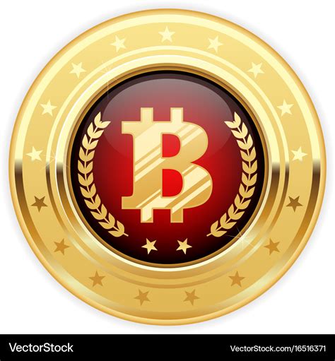 Bitcoin symbol on gold medal - cryptocurrency icon