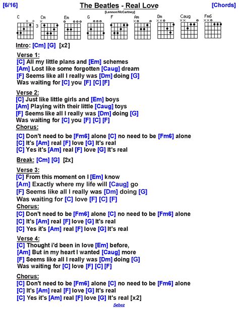 The Beatles - Real Love [C] | Guitar chords beginner songs, Ukulele ...