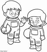Girl And Boy Astronaut coloring Page sketch template