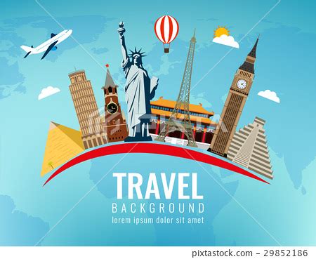 World landmarks. Travel and tourism background - Stock Illustration ...