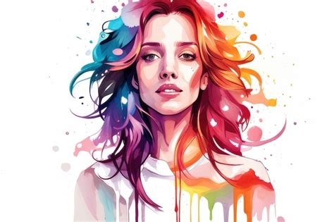 Premium Photo | Girl face fashion illustration watercolor painting with ...