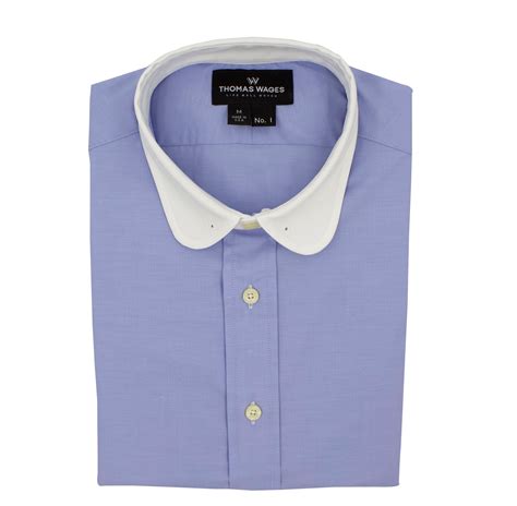 Blue w/ White Club Collar Performance Dress Shirt, with tie bar eyelet ...