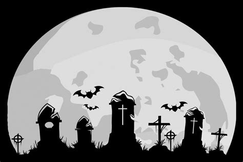 Full Moon Graveyard Halloween Clipart Graphic by SunandMoon · Creative Fabrica