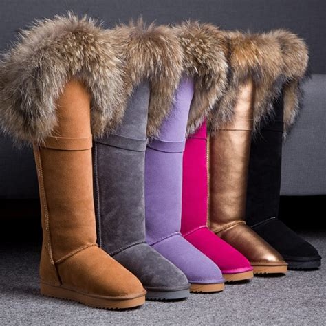 Chic Women's Tall Fur Boots Suede Winter Flat Knee High Boots