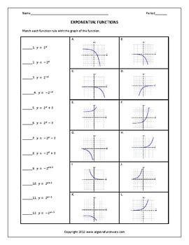 Graphing Exponential Functions Worksheet by Algebra Funsheets | TpT