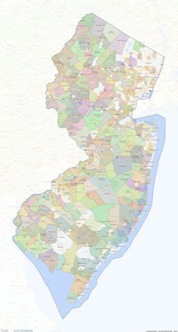 Detailed New Jersey Cut-Out Style Digital Map With Counties, Cities, Highways, National Parks ...