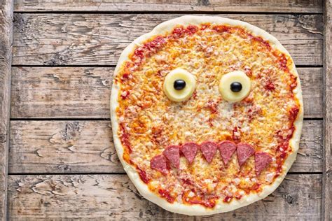 Funny pizza face stock image. Image of circle, yellow - 20165207