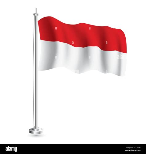 Indonesian Flag. Isolated Realistic Wave Flag of Indonesia Country on Flagpole. Vector ...