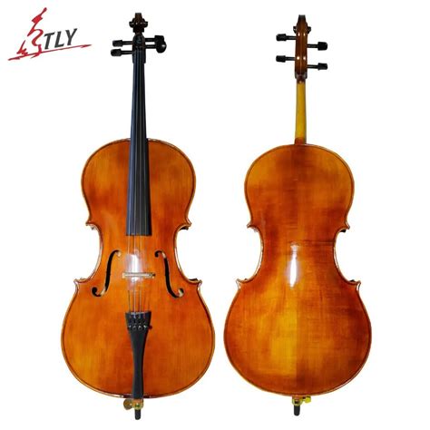 TONGLING Handcraft Oil Varnish Antique Cello 4/4 Natural Flamed Grade ...