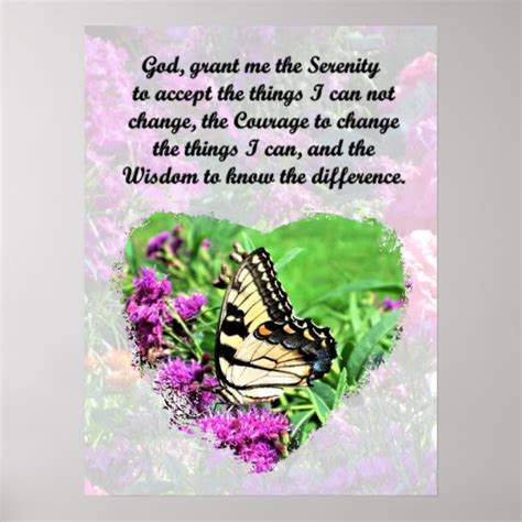 LOVELY FLORAL AND BUTTERFLY SERENITY PRAYER POSTER | Zazzle.com