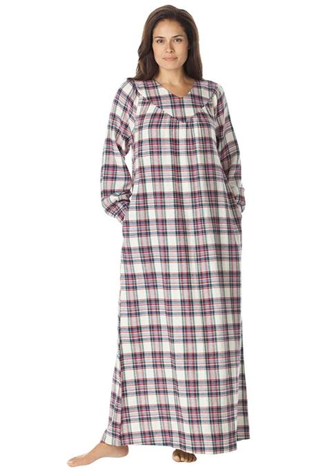 Only Necessities Women's Plus Size Soft Flannel Plaid Gown * Click ...