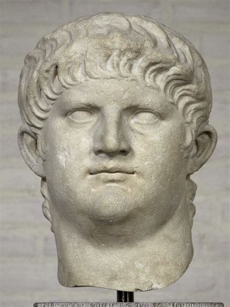 Emperor Nero, head of (colossal) Roman statue (marble), 1st century AD, (Glyptothek, Munich ...