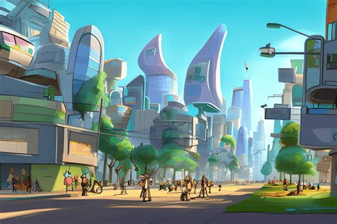 Hightech City Concept Art of a Building in Zootopia Style · Creative ...