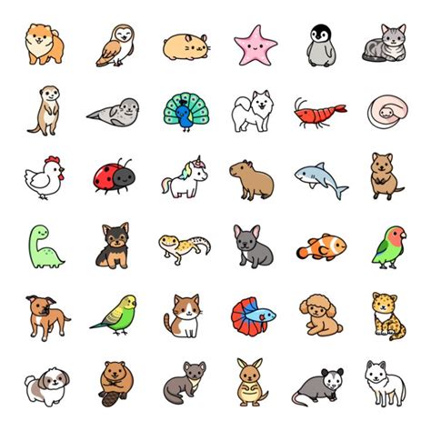 "*choose large sticker!* Mega Cute Animals #3" Sticker for Sale by littlemandyart | Cute easy ...