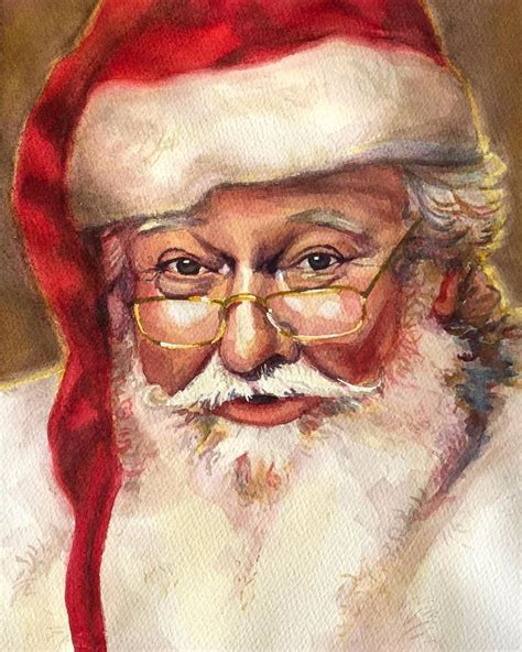 Santa Claus Watercolor Portrait Print Christmas Decor Santa | Etsy in ...