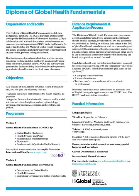 Programme Diploma of Global Health Fundamentals by ISGlobal - Issuu