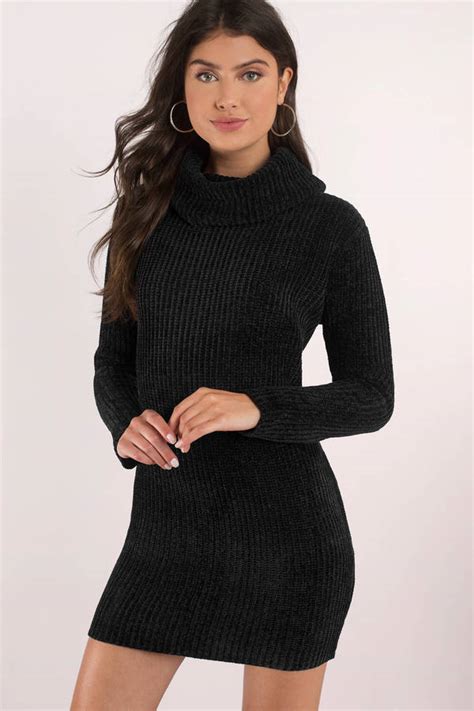 Cute Black Dress - Turtleneck Dress - Long Sleeve Dress - $24 | Tobi US