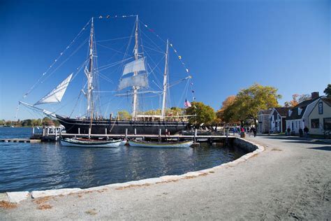 Mystic Seaport, CT The 1841 whaleship CHARLES W. MORGAN docked at Chubb ...