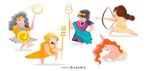 Greek Gods Goddess Cartoon Illustration Pack Vector Download