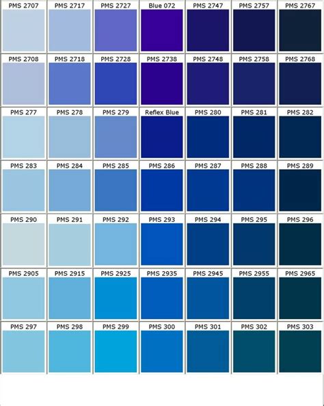 PANTONE Blue Color Chart