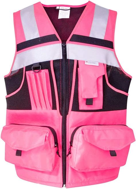 3M Reflective stripes Safety Vest Hi-vis Pink knitted Vest with 10 pockets Bright Construction ...