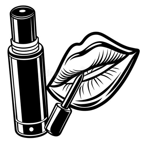 A Black and White Coloring Page for Kids,lip Gloss, Clean Line Art. Stock Illustration ...