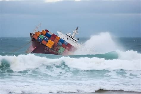 Cargo Ship Sinks at Sea. Wreck on the Coast Stock Photo - Image of sink, marine: 303496534