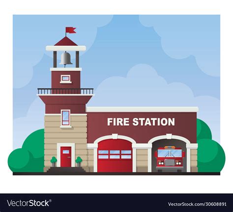 Fire station building Royalty Free Vector Image