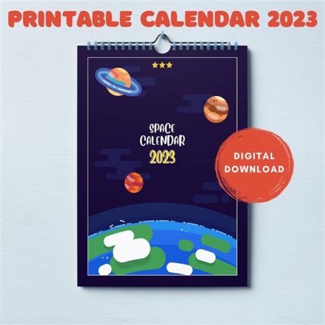 2023 Calendar / Printable Space Calendar 8.5 x 11 inch / Solar System Wall Calendar for Office ...