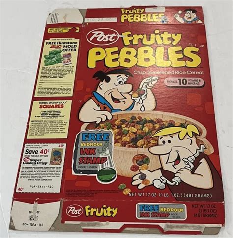 FRUITY PEBBLES EMPTY Cereal Box 1990 Flintstones Ink Stamper Promo Vintage Fred $29.00 - PicClick