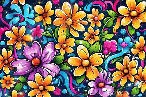 Flower Graffiti Wallpaper, Graffiti Background, Floral Graffiti Pattern ...