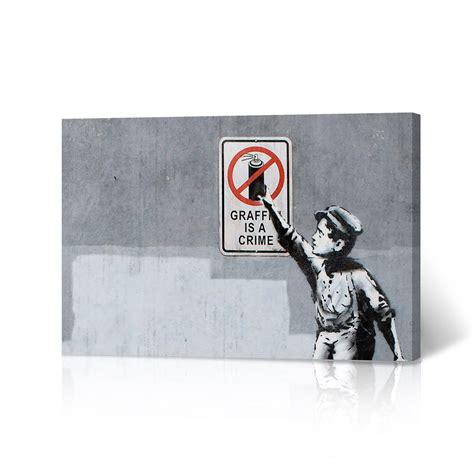 Banksy Wall Art Canvas Print Graffiti is A Crime From New York - Etsy