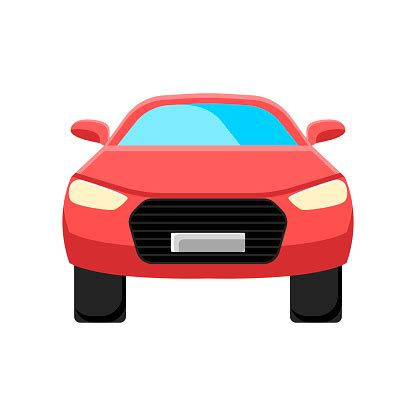 Front View Of Red Car Vector Illustration Stock Illustration - Download Image Now - Cartoon ...