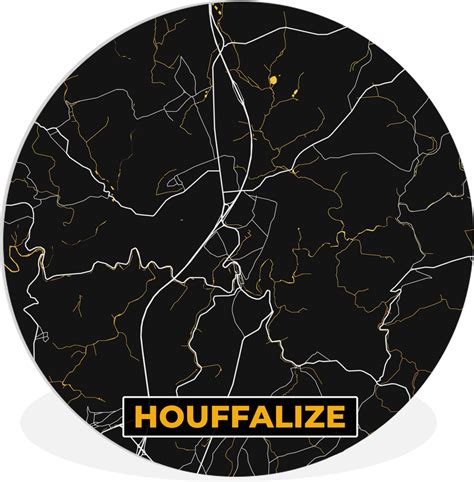 Wall Circle - Wall Circle Indoor - Houffalize - Map - Map - Or - City Map - ⌀ 150 cm -... | bol.com